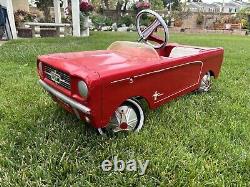 Vintage Metal Red Mustang Pedal Car 40 Original Pre 1970's