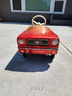 Vintage Metal Red Mustang Pedal Car 40 Original Pre 1970's