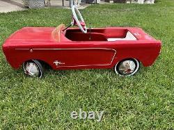 Vintage Metal Red Mustang Pedal Car 40 Original Pre 1970's