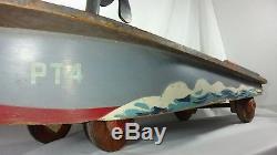 Vintage Mili-Toys 48 WWII Mosquito Squadron PT Boat ride-onMilitary pedal car