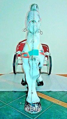 Vintage Mobo Pony Express Tin Pedal Car Horse Sulky 1940s or 50s