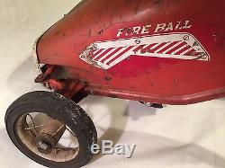 Vintage Murray Fire Ball Racer pedal car fire truck ride on pressed steel open