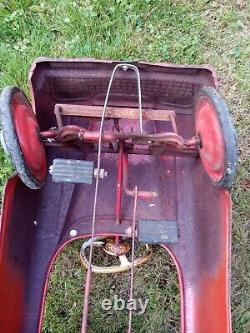 Vintage Murray Fire Truck Pedal Car 1960's With Wooden Ladders