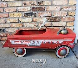 Vintage Murray Metal Fire Chief Red Pedal Car with Bell 1950's Original Paint