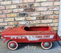 Vintage Murray Metal Fire Chief Red Pedal Car with Bell 1950's Original Paint
