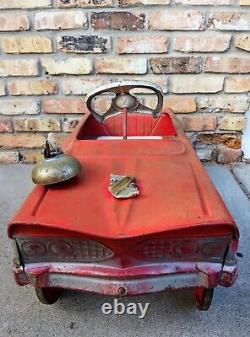 Vintage Murray Metal Fire Chief Red Pedal Car with Bell 1950's Original Paint