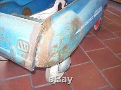 Vintage Murray PEDAL CAR CHAMPION JET FLOW DRIVE 1950s All Metal Dip Side Blue