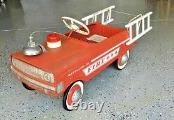 Vintage Murray Pedal Car Fire Truck Battalion No. 1 Orig Bell, Light, Ladders