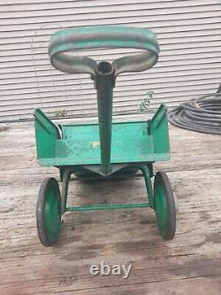 Vintage Murray Pedal Car, Pedal Tractor Green Dump Trac Trailer, Cart, Wagon, Rare
