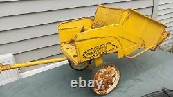 Vintage Murray Pedal Tractor Dump Trac Wagon Yellow