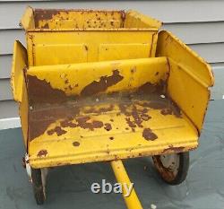 Vintage Murray Pedal Tractor Dump Trac Wagon Yellow