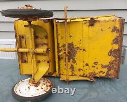 Vintage Murray Pedal Tractor Dump Trac Wagon Yellow