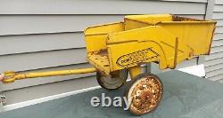 Vintage Murray Pedal Tractor Dump Trac Wagon Yellow