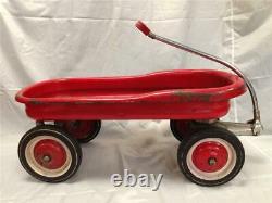 Vintage Murray Red Wagon Ball Bearing Hub Cap Wheels