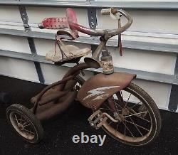 Vintage Murray Tricycle with HORN Trike Red One Step Metal Antique