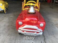 Vintage Murray sad face city fire truck pedal car collectable