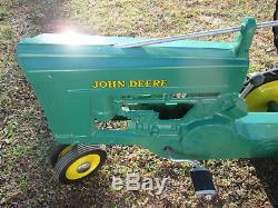 Vintage Narrow Front Cast Alum. John Deere Model 60 Pedal Tractor with Wagon 50's