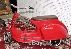 Vintage National Red Moped Scooter Pedal Car Circa 1950