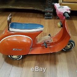 Vintage National Red Vespa type Scooter Pedal Car Circa 1950