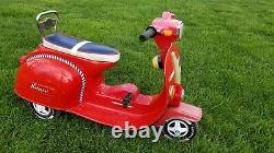 Vintage National Red Vespa type Scooter Pedal Car Very Clean
