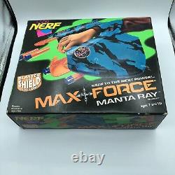 Vintage Nerf Max Force Manta Ray Blaster 1995 Dart Gun Rare WORKS Box & Darts