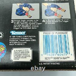 Vintage Nerf Max Force Manta Ray Blaster 1995 Dart Gun Rare WORKS Box & Darts