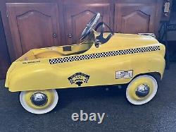 Vintage New York City Checker Taxi Cab Metal Toy Pedal Car, 35 by Burns Novelty