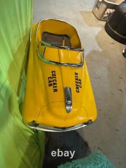 Vintage New York City Checker Taxi Cab Metal Toy Pedal Car ride on good shape