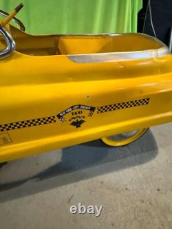 Vintage New York City Checker Taxi Cab Metal Toy Pedal Car ride on good shape