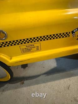 Vintage New York City Checker Taxi Cab Metal Toy Pedal Car ride on good shape