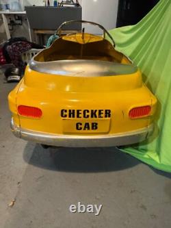 Vintage New York City Checker Taxi Cab Metal Toy Pedal Car ride on good shape