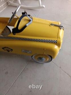 Vintage New York City Checker Taxi Cab Pedal Car 35 Metal Toy Burns Novelty