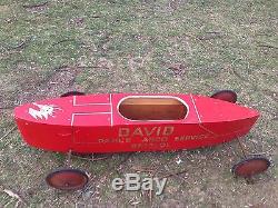 Vintage Official Soap Box Derby Car with Lettering Solid Construction Used NICE