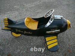 Vintage Orig Murray Steelcraft Pursuit Pedal Airplane Flying Yellow Jacket Nice