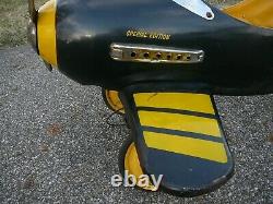 Vintage Orig Murray Steelcraft Pursuit Pedal Airplane Flying Yellow Jacket Nice