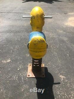 Vintage Original Cast Duck With Saddle Mate Playground Toy Equipment Spring