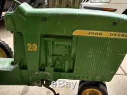 Vintage Original ERTL John Deere 20 Pedal Tractor Model D-65 with Trailer