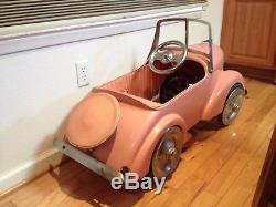 Vintage Pedal Car Custom Paint Hood Ornament Original Leather Seat
