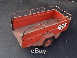Vintage Pedal Car Pressed Steel Toy U Haul Trailer Early Detailed