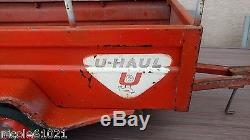 Vintage Pedal Car Pressed Steel Toy U Haul Trailer Early Detailed U-HAUL