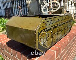 Vintage Pedal Car Tank RARE US ARMY Military Vehicle Toy Home Decor M99 Truck
