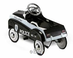 Vintage Pedal Car nostalgic Police Classic Toy Childrens Steel Kids Toddler
