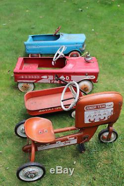 Vintage Pedal Cars, Tractor, Wagon TeeBird, Firetruck, AMF Junior Trac Tractor