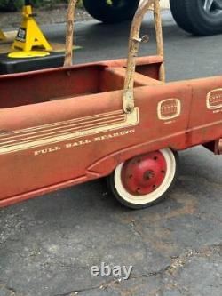 Vintage Pedal Fire Truck 1960's Flat Face Fire Truck Pedal Car Murray Pedal Car