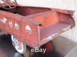 Vintage Pedal Fire Truck 1960's Flat Face Murray Pedal Car AS IS