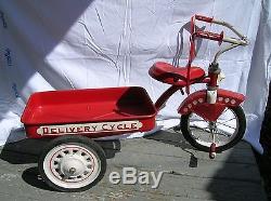 Vintage Pedal Toy Garton Delivery Cycle 1950s Tricycle Truck Bed Tractor Antique
