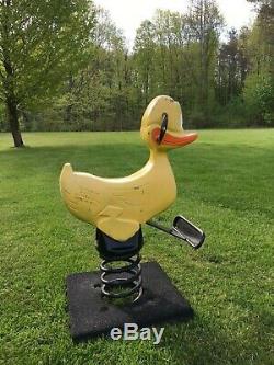 Vintage Playground Cast Aluminum SPRING RIDE TOY Rider Duck Yellow Playworld