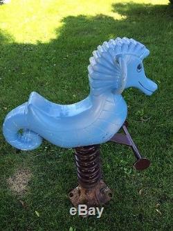 Vintage Playground Cast Aluminum Seahorse Ride On Spring Toy