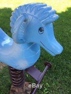 Vintage Playground Cast Aluminum Seahorse Ride On Spring Toy