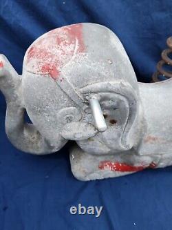 Vintage Playground Spring Ride-On Elephant By Gametime With Spring Saddle Mattes